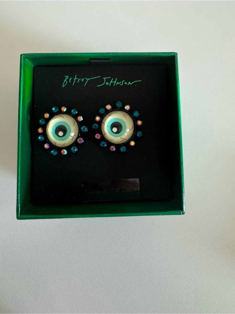 BETSEY JOHNSON Creep It Real Eyeball Rhinestone Earrings